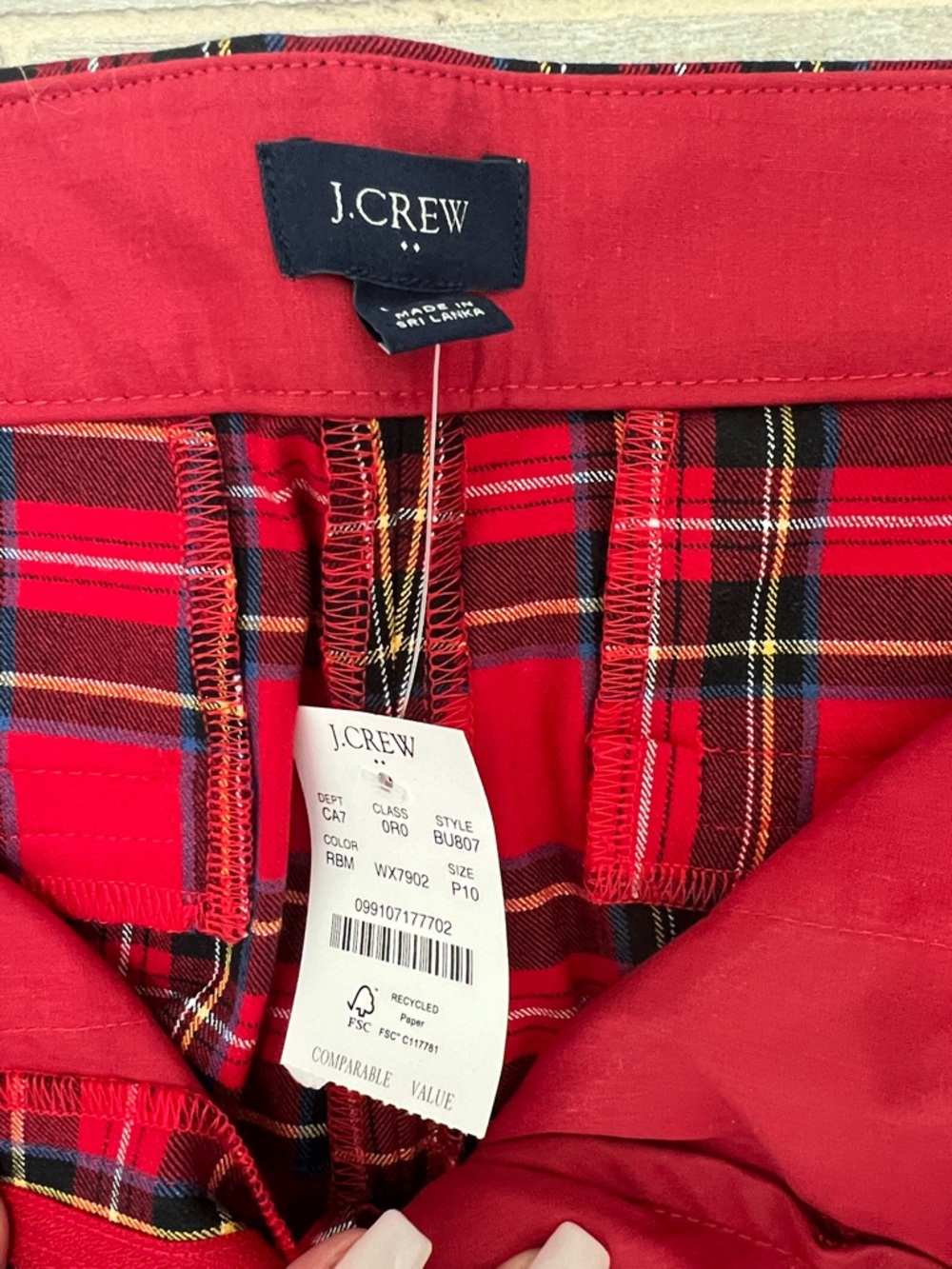 JCREW Factory Red Plaid Straight-Leg Pants - Picture 2 of 9